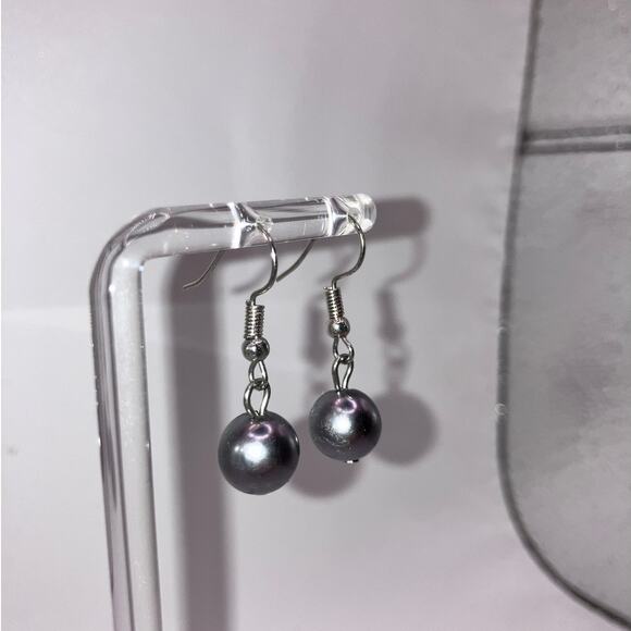 Silver Ball Dangle Faceted Hook Earrings! - Picture 2 of 4